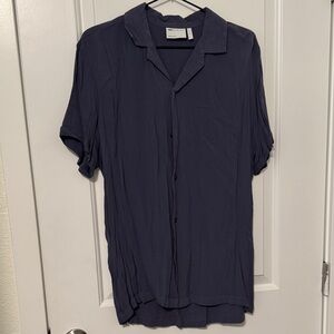 All Saints Dark Blue Casual Button-Down Shirt